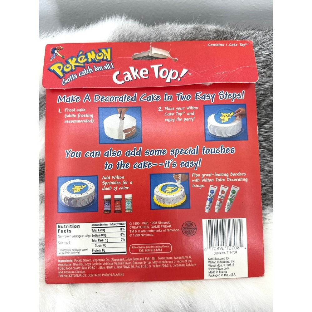 1999 Pokemon Pikachu Wilton Cake Topper round edible 6" cake decoration Nintendo - Picture 5 of 6